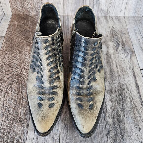 Free People Womens Leather Boots Indio Boho Western Cowgirl Ankle Zip Rodeo 38 - Picture 11 of 16